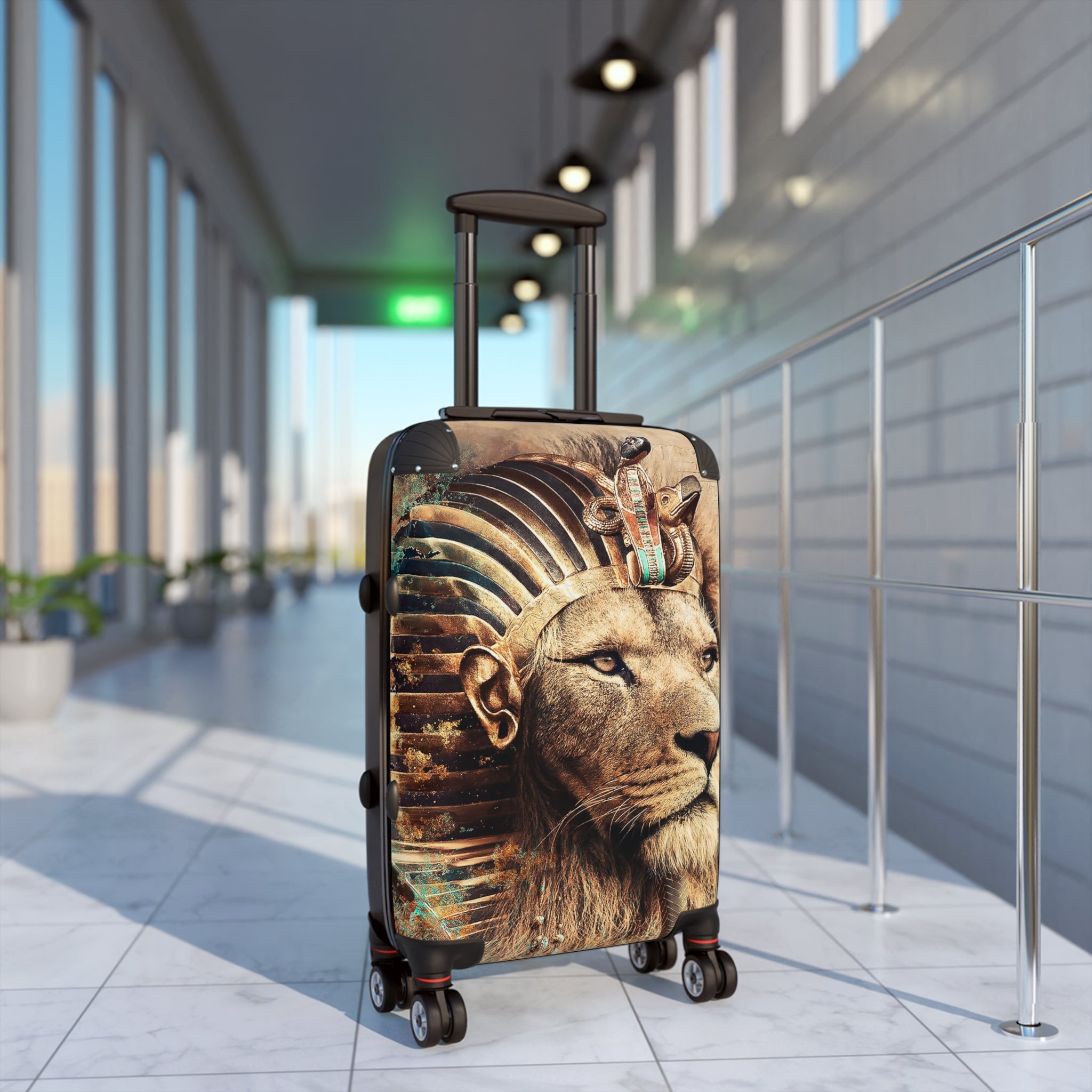 Pharaoh Lion Suitcase — Egyptian-Inspired Luggage with Regal Lion Design