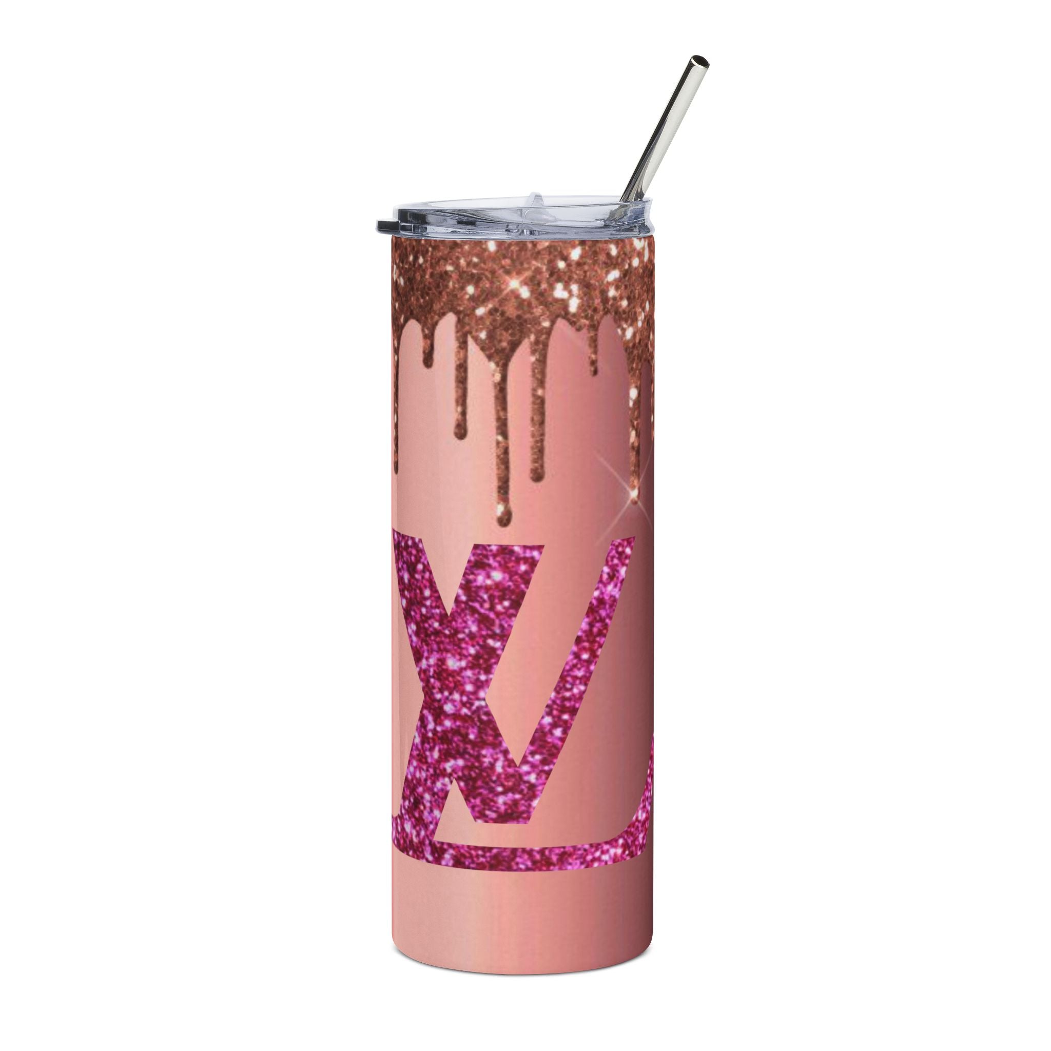 20oz Stainless Steel Tumbler — LV-Inspired Luxury Logo Design