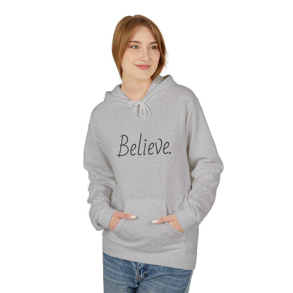 Believe Minimalist Hoodie — Inspirational Script Pullover This hoodie whispers quiet confidence. The simple "believe" on the chest feels like a small, steady reminder you can pull over when the day...