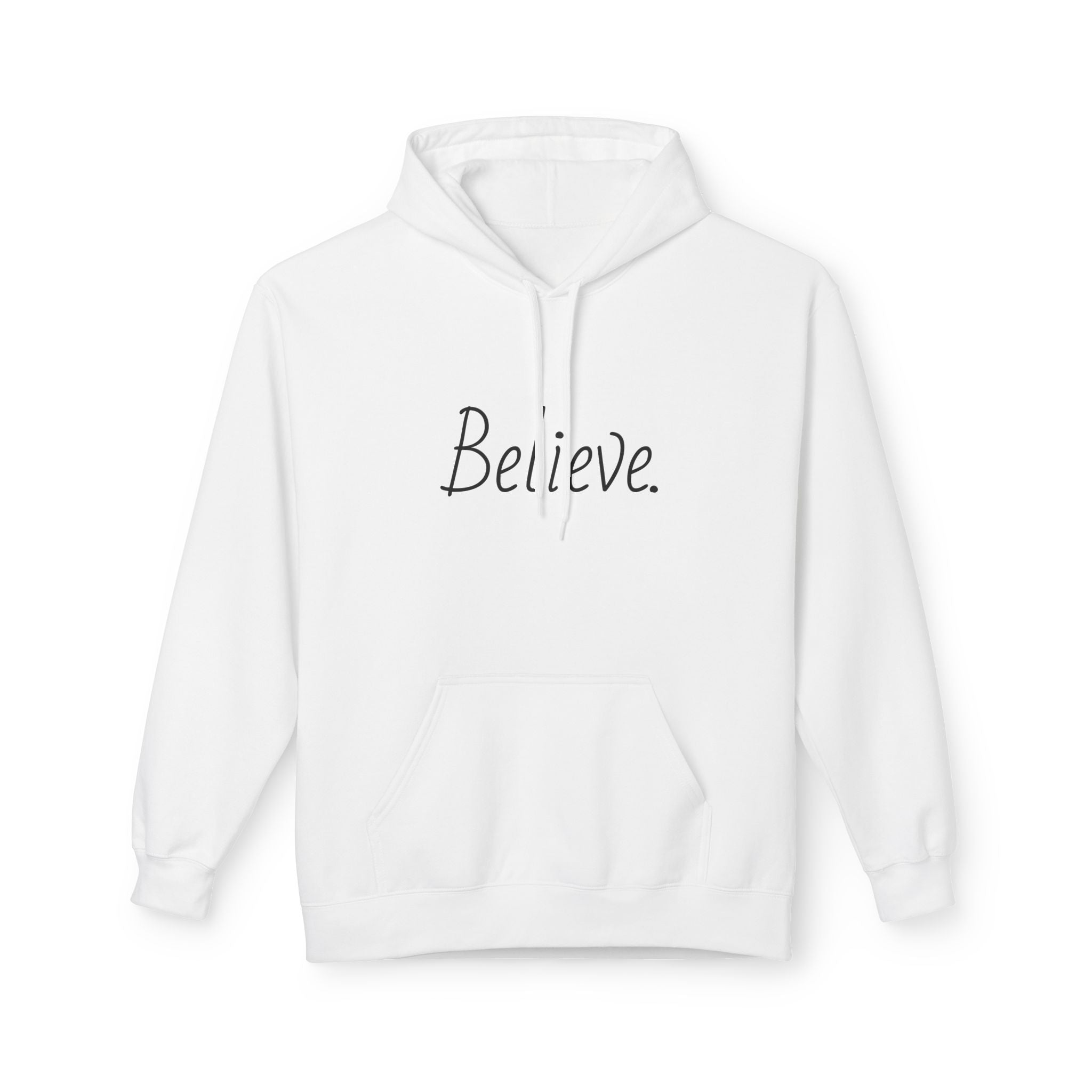 Believe Minimalist Hoodie — Inspirational Script Pullover This hoodie whispers quiet confidence. The simple "believe" on the chest feels like a small, steady reminder you can pull over when the day...