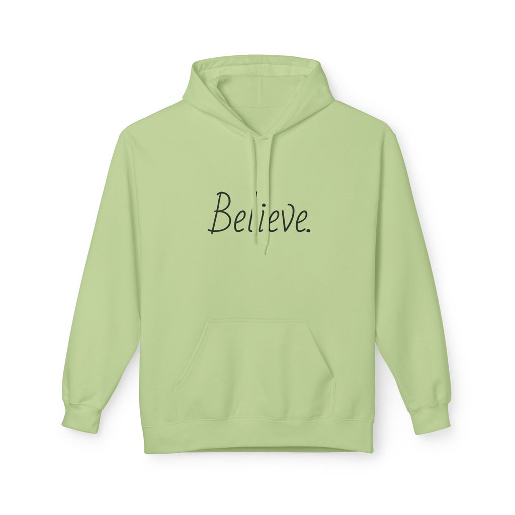 Believe Minimalist Hoodie-Inspirational Script Pullover This hoodie whispers quiet confidence.