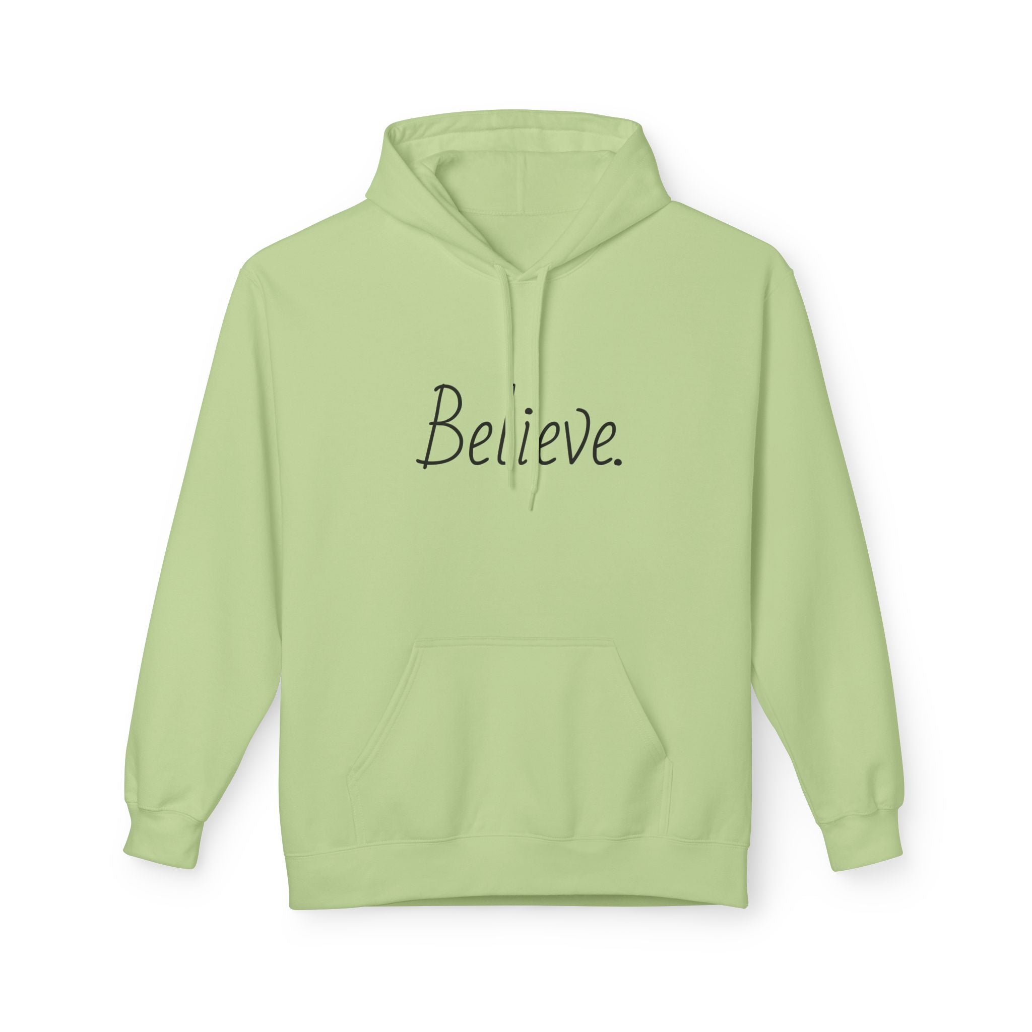Believe Minimalist Hoodie-Inspirational Script Pullover This hoodie whispers quiet confidence.