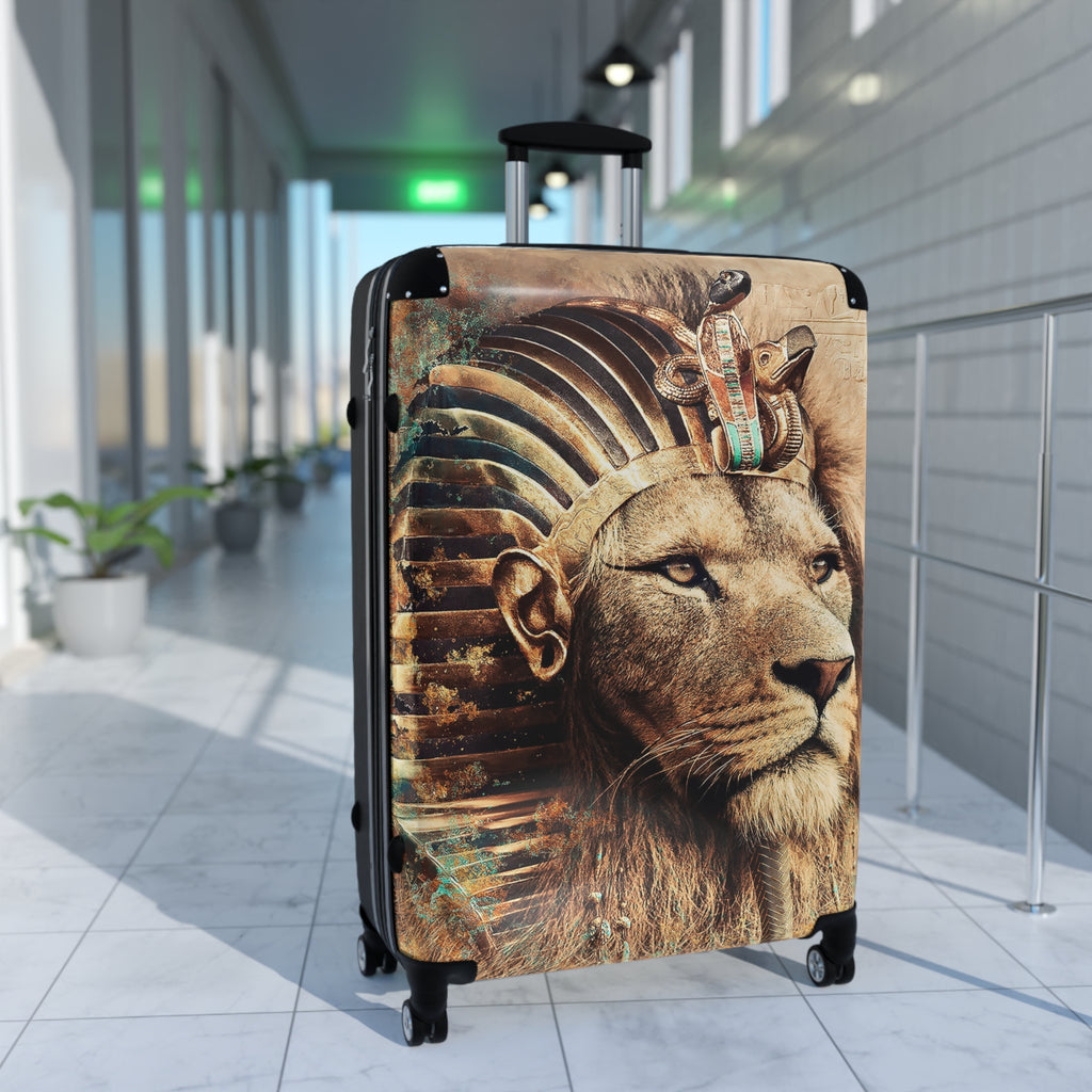Pharaoh Lion Suitcase — Egyptian-Inspired Luggage with Regal Lion Design
