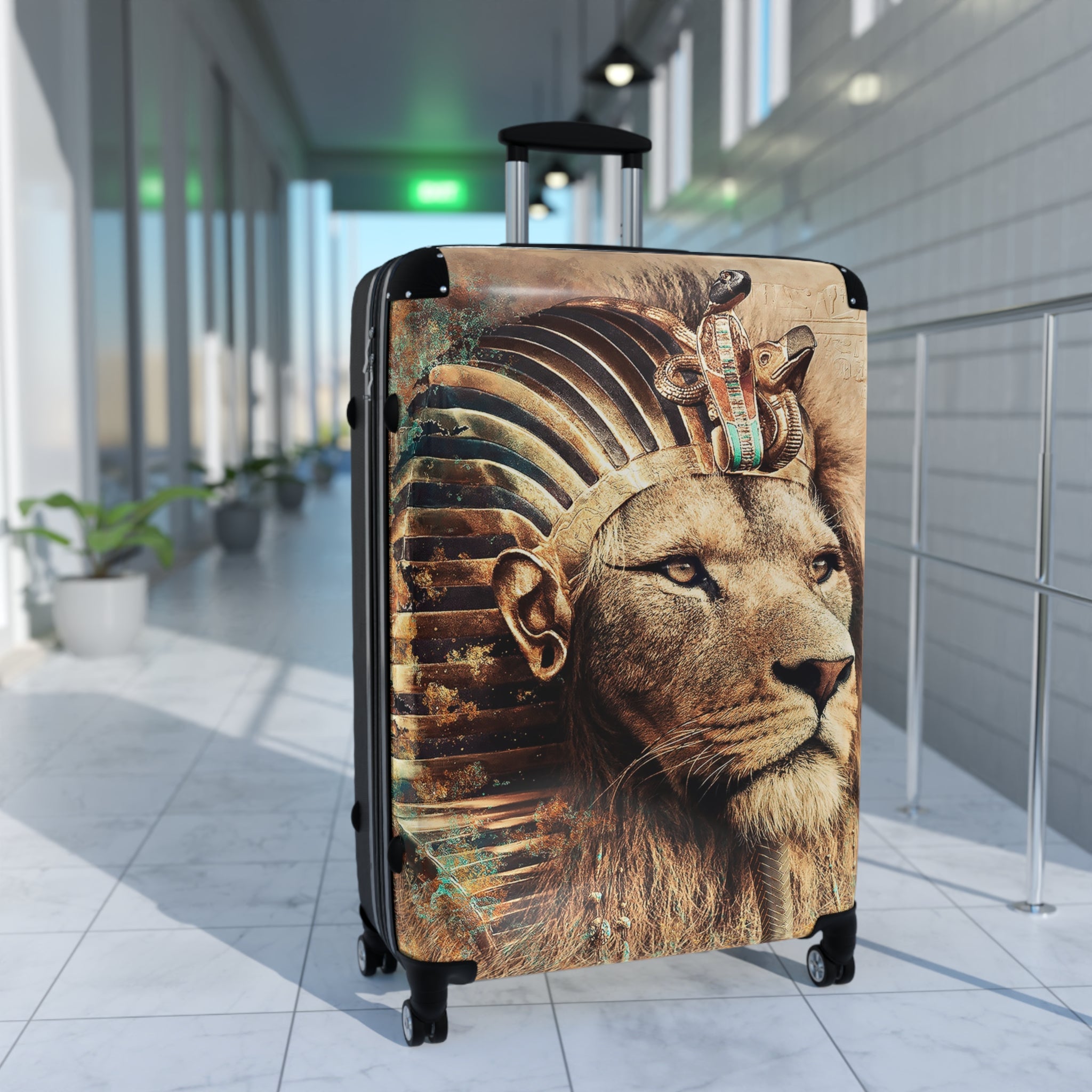 Pharaoh Lion Suitcase — Egyptian-Inspired Luggage with Regal Lion Design