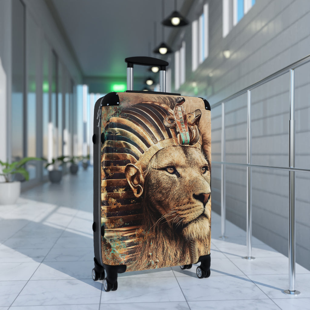 Pharaoh Lion Suitcase — Egyptian-Inspired Luggage with Regal Lion Design