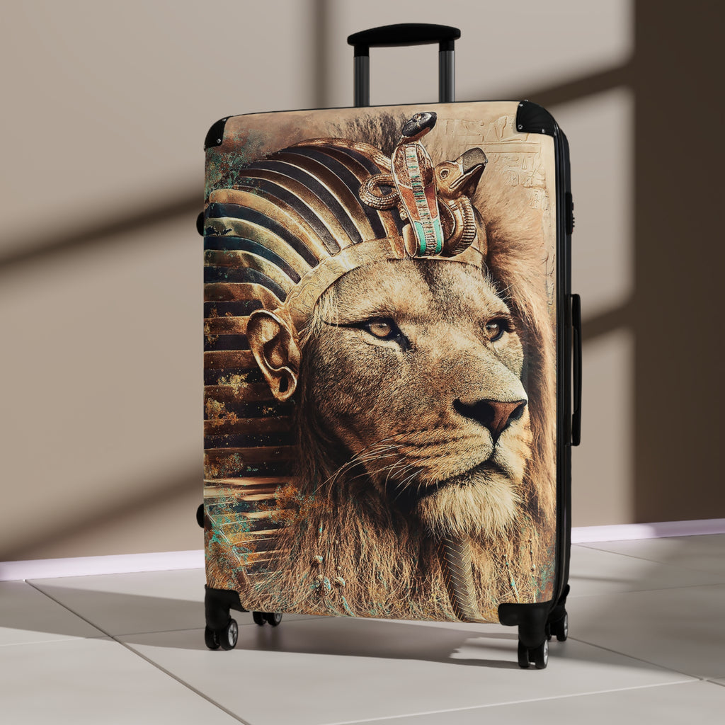 Pharaoh Lion Suitcase — Egyptian-Inspired Luggage with Regal Lion Design