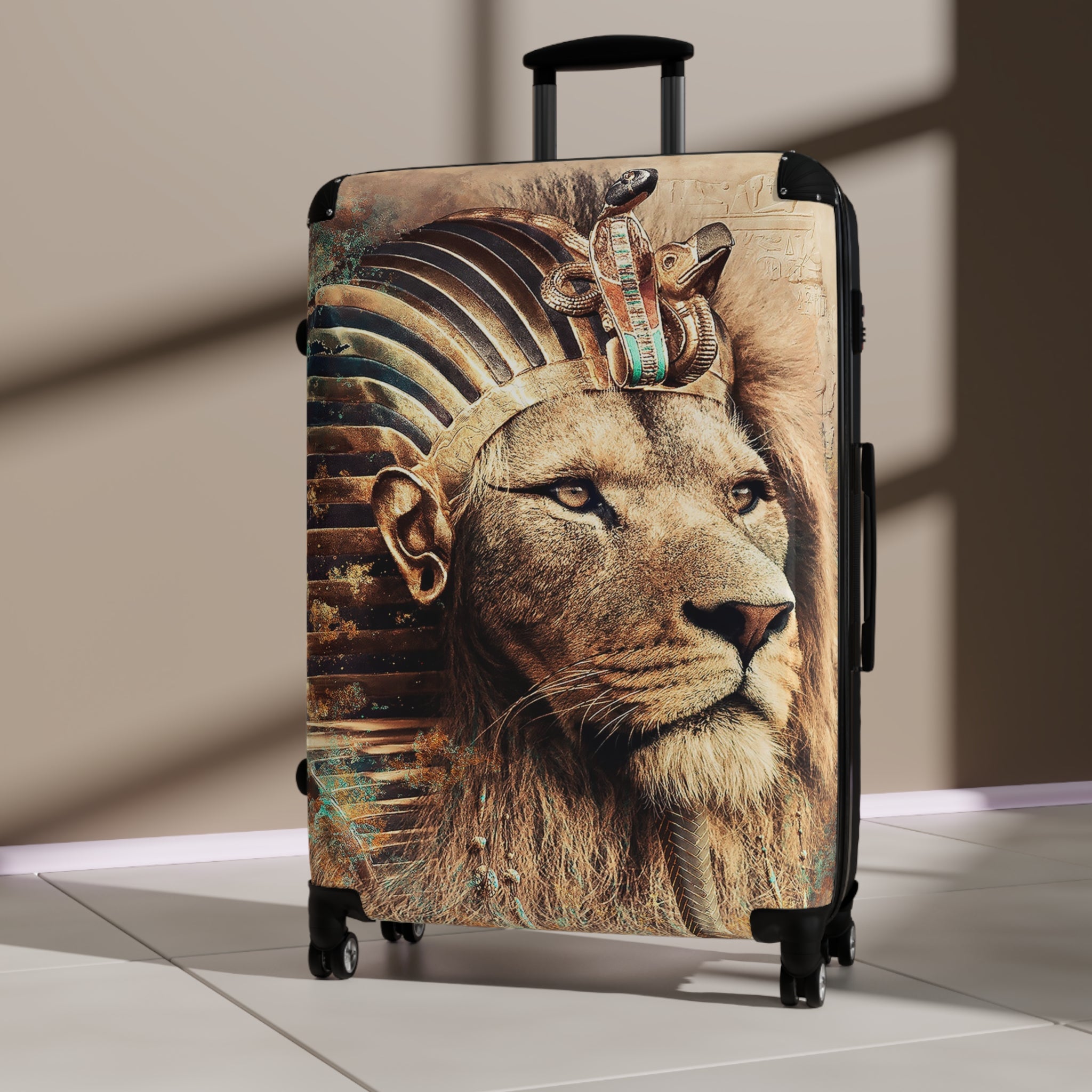 Pharaoh Lion Suitcase — Egyptian-Inspired Luggage with Regal Lion Design