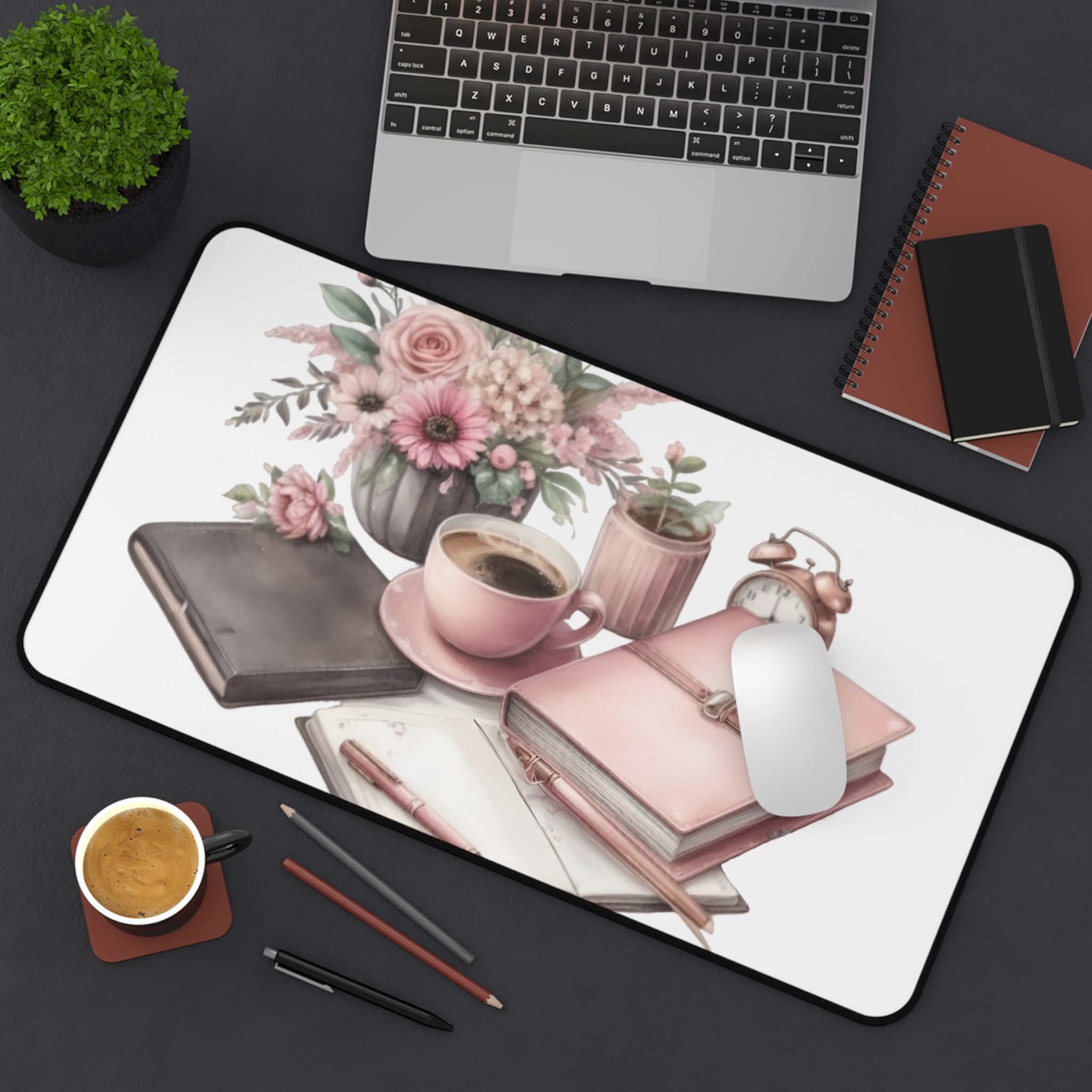 Pretty in Pink Desk Mat is a vibrant and stylish addition to your workspace. It provides a supportive surface for writing, typing, or crafting.
